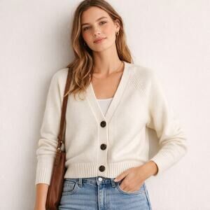J.Crew Cream Cardigan NWT Soft Girl Balletcore Preppy Cozy Knit Size L